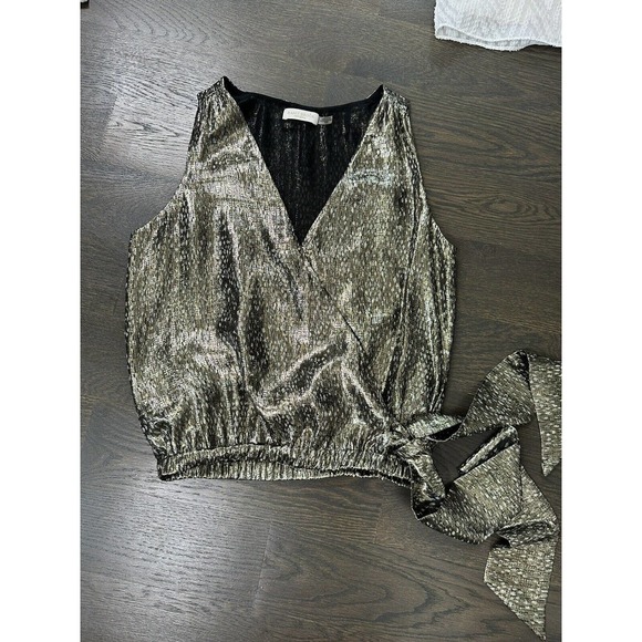 RAMY BROOK PRINTED NORAH METALLIC TOP  Party Blouse Sparkle‎ Shimmer Elegant XS - Picture 4 of 5